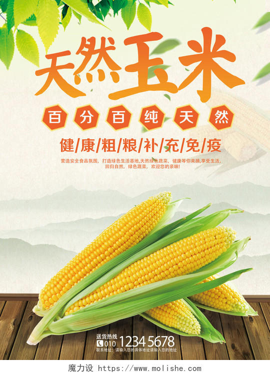 百分百纯天然玉米粮食农产品海报
